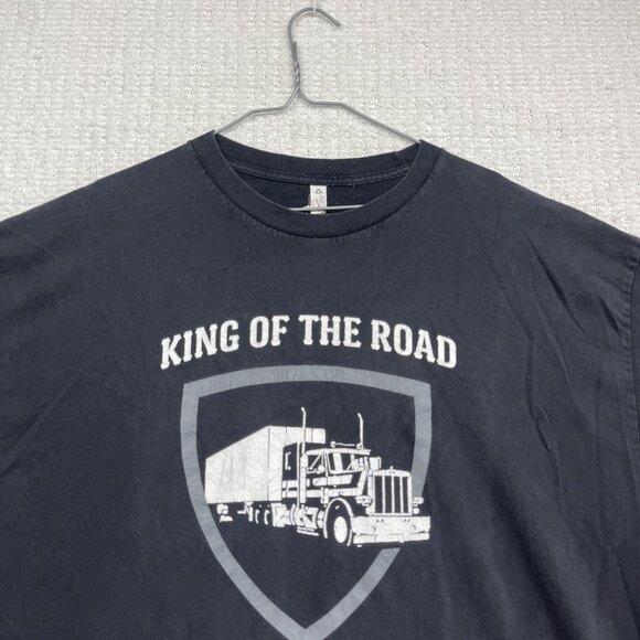 Vintage Y2K Semi Trucks Kings Of The Road Trucker Shirt 2XL Black Short Sleeve - Picture 2 of 11